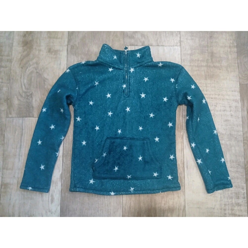 Girl’s Jumping Beans Fleece Jacket Teal White Stars 1/4 Zip - Size 12